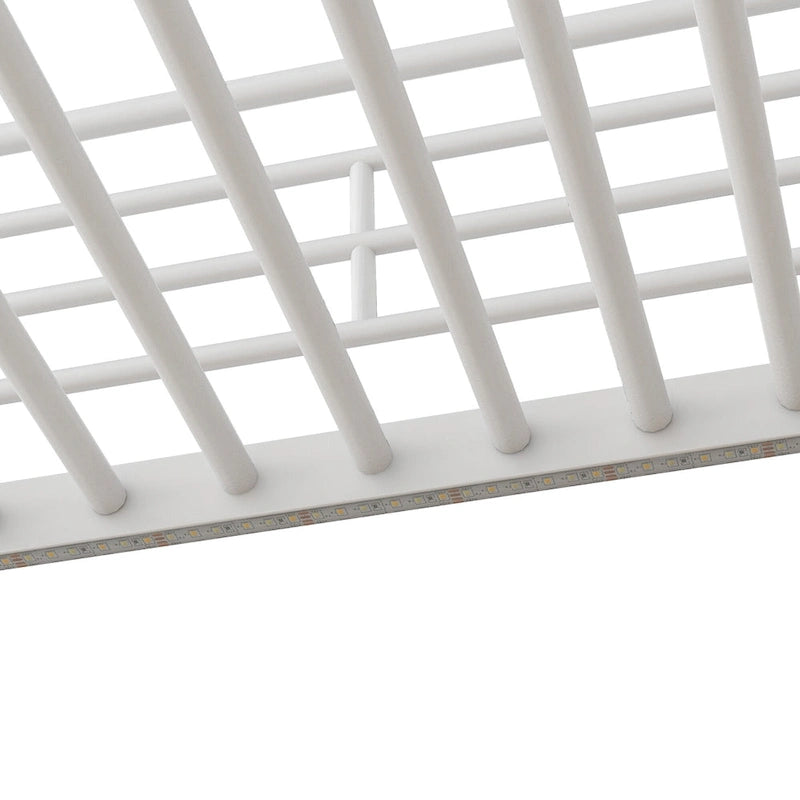 Lit mezzanine pleine grandeur avec bureau, escalier de rangement, petite armoire, lumière LED