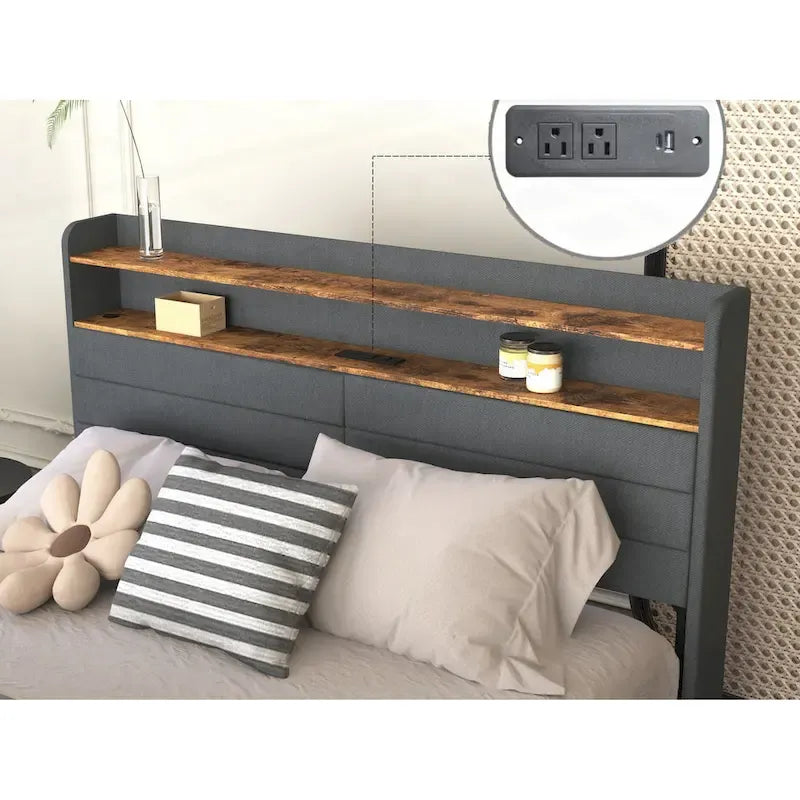 Cadre de lit Queen polyvalent avec de multiples fonctionnalités pour une expérience de chambre optimale