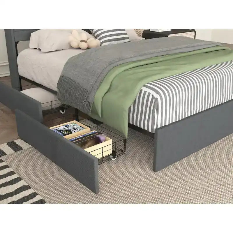 Cadre de lit Queen polyvalent avec de multiples fonctionnalités pour une expérience de chambre optimale