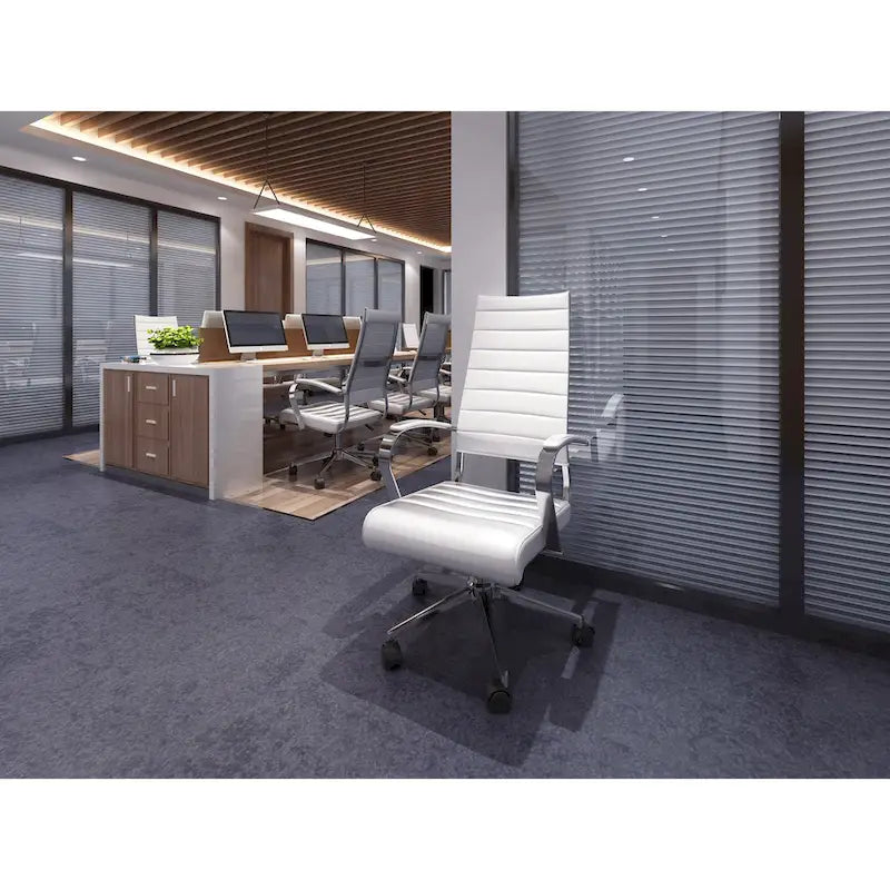 Chaise de bureau moderne haute avec dossier haut, en similicuir PU, pivotante, inclinable, réglable, avec coussin, modèle de designer, pour dirigeant