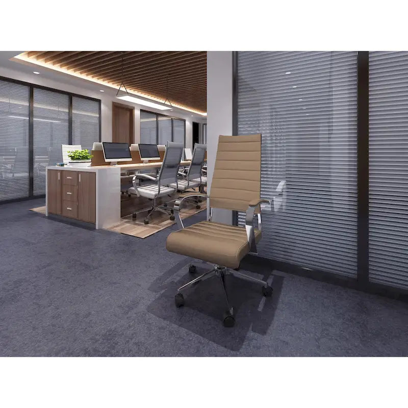 Chaise de bureau moderne haute avec dossier haut, en similicuir PU, pivotante, inclinable, réglable, avec coussin, modèle de designer, pour dirigeant