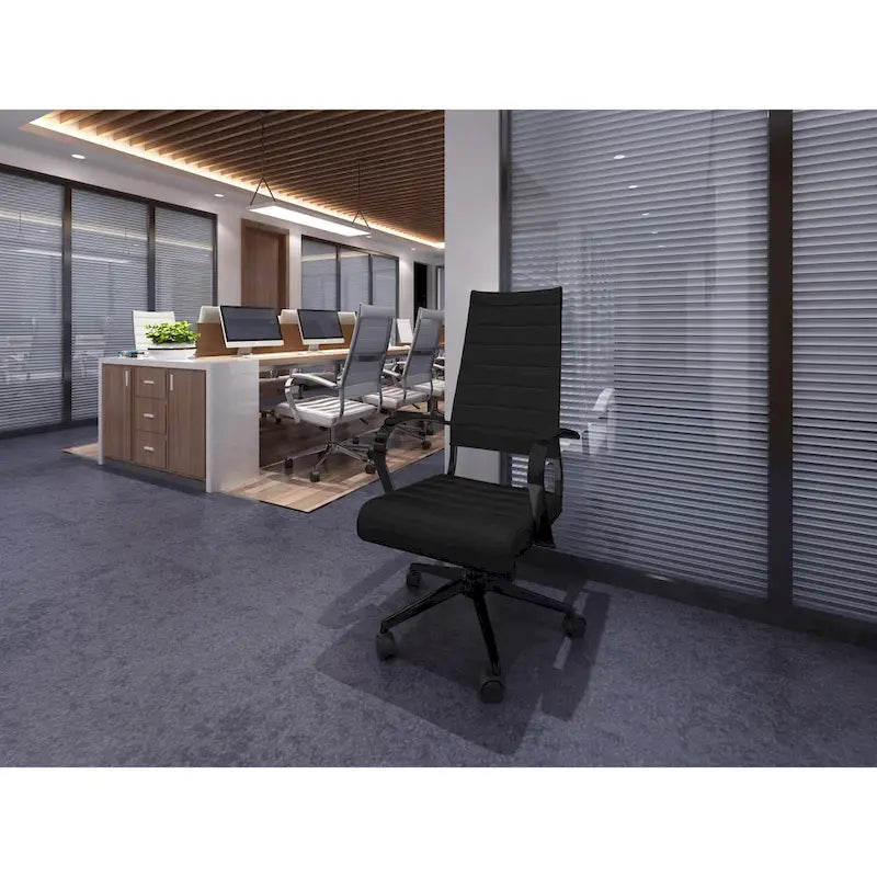 Chaise de bureau moderne haute avec dossier haut, en similicuir PU, pivotante, inclinable, réglable, avec coussin, modèle de designer, pour dirigeant