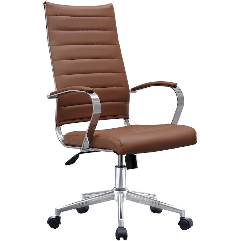 Chaise de bureau moderne haute avec dossier haut, en similicuir PU, pivotante, inclinable, réglable, avec coussin, modèle de designer, pour dirigeant
