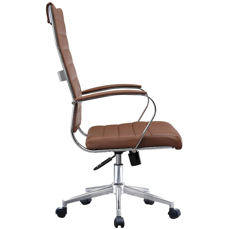 Chaise de bureau moderne haute avec dossier haut, en similicuir PU, pivotante, inclinable, réglable, avec coussin, modèle de designer, pour dirigeant