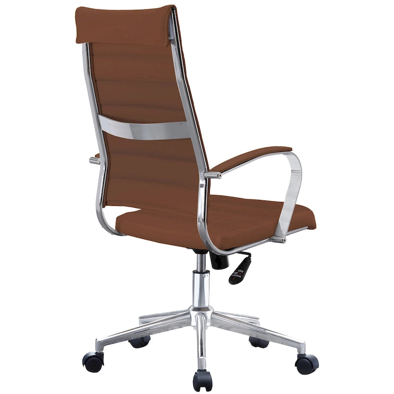 Chaise de bureau moderne haute avec dossier haut, en similicuir PU, pivotante, inclinable, réglable, avec coussin, modèle de designer, pour dirigeant