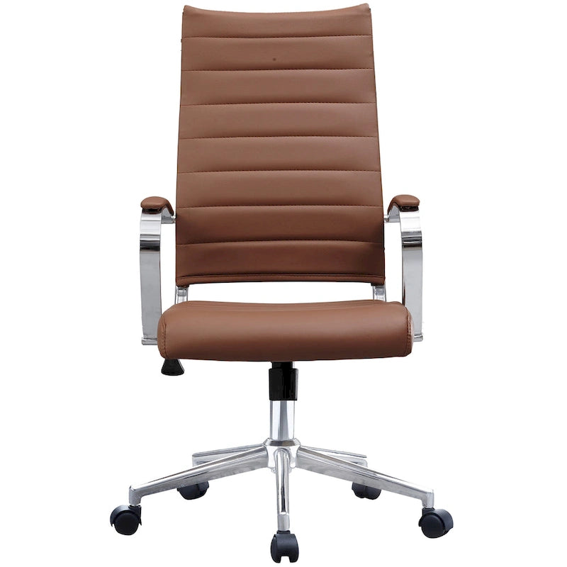 Chaise de bureau moderne haute avec dossier haut, en similicuir PU, pivotante, inclinable, réglable, avec coussin, modèle de designer, pour dirigeant