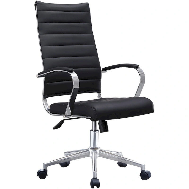 Chaise de bureau moderne haute avec dossier haut, en similicuir PU, pivotante, inclinable, réglable, avec coussin, modèle de designer, pour dirigeant