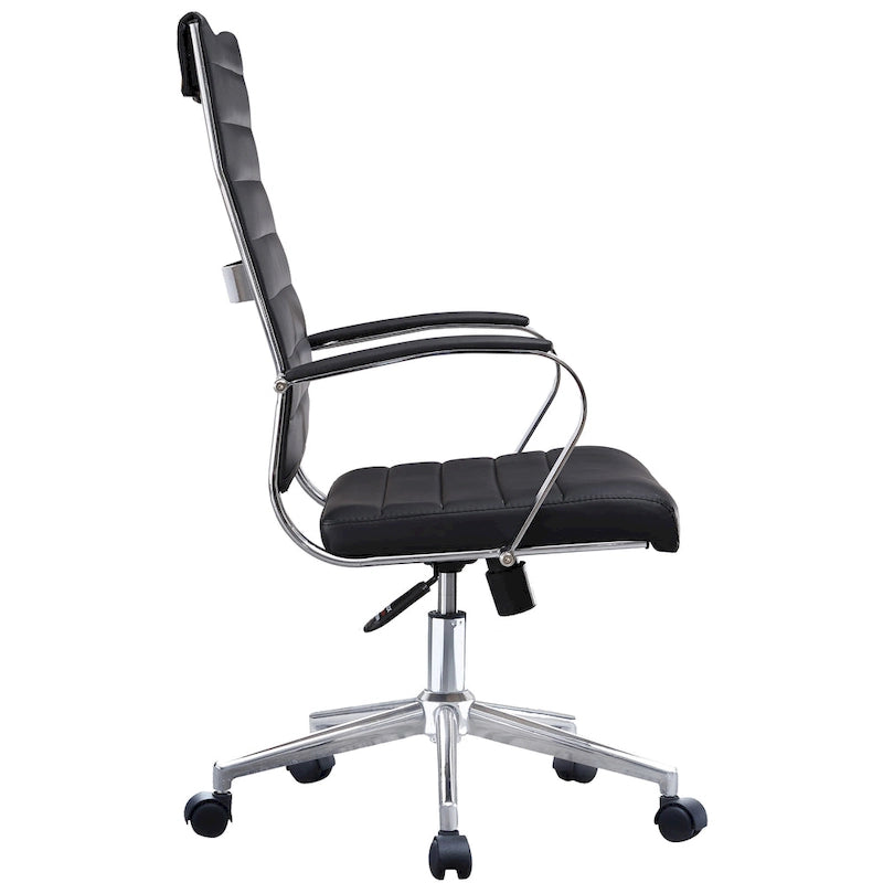 Chaise de bureau moderne haute avec dossier haut, en similicuir PU, pivotante, inclinable, réglable, avec coussin, modèle de designer, pour dirigeant