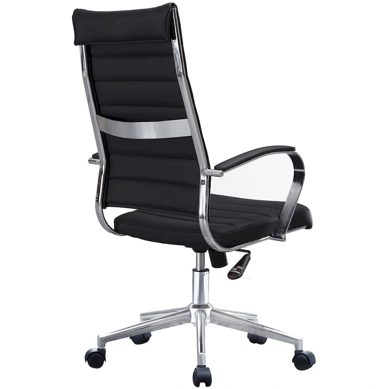 Chaise de bureau moderne haute avec dossier haut, en similicuir PU, pivotante, inclinable, réglable, avec coussin, modèle de designer, pour dirigeant