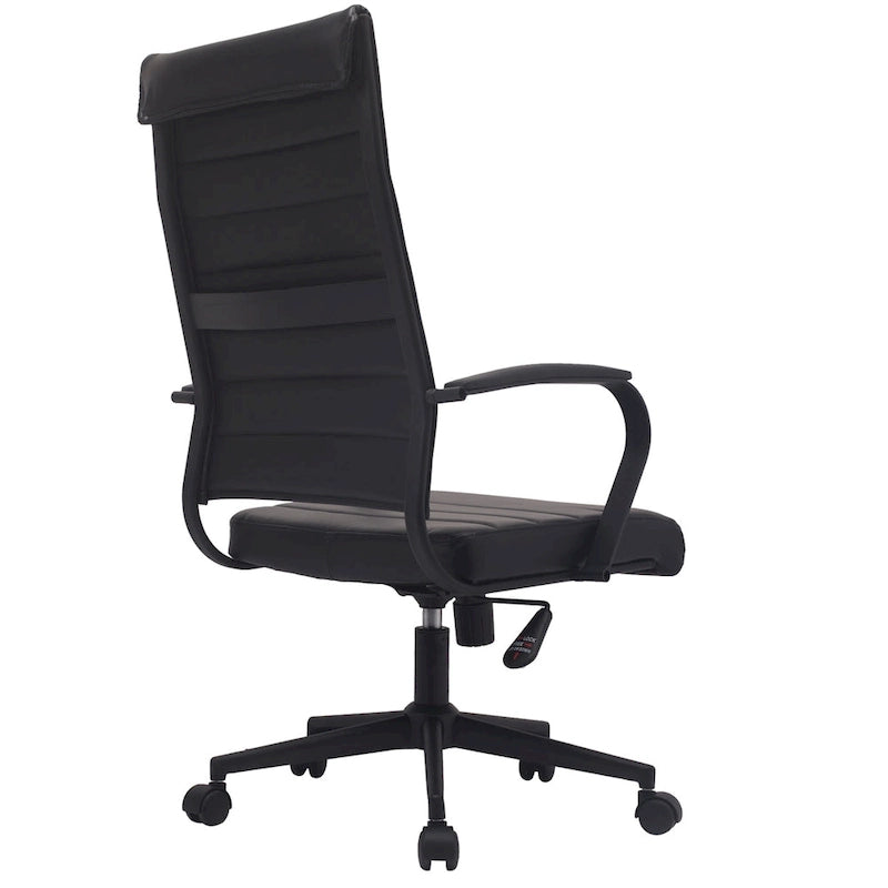 Chaise de bureau moderne haute avec dossier haut, en similicuir PU, pivotante, inclinable, réglable, avec coussin, modèle de designer, pour dirigeant