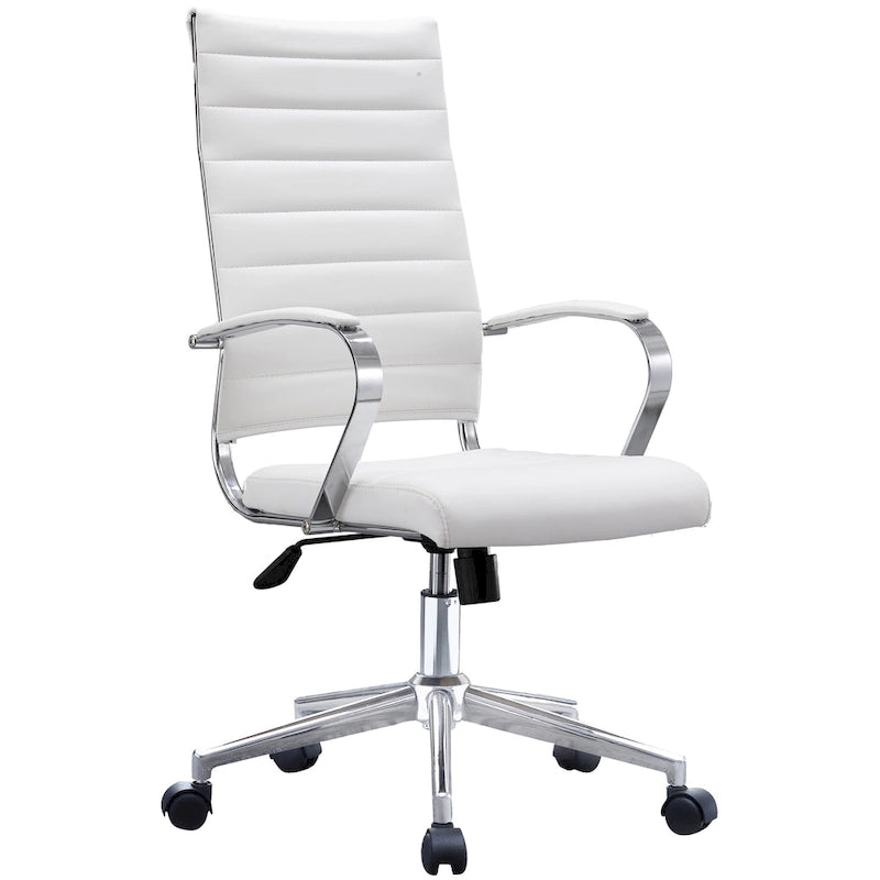 Chaise de bureau moderne haute avec dossier haut, en similicuir PU, pivotante, inclinable, réglable, avec coussin, modèle de designer, pour dirigeant