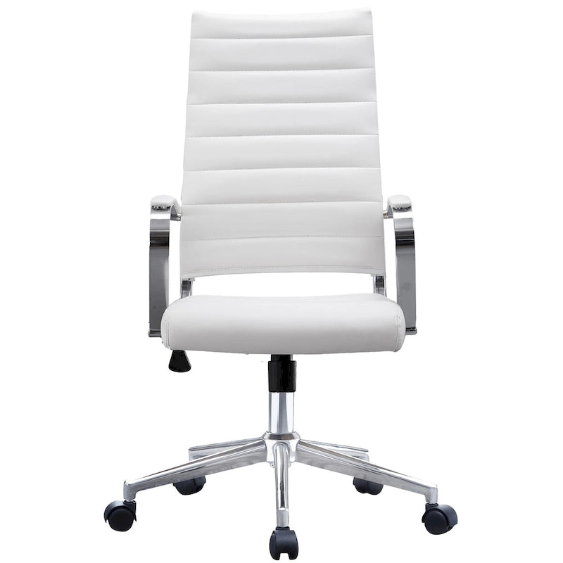 Chaise de bureau moderne haute avec dossier haut, en similicuir PU, pivotante, inclinable, réglable, avec coussin, modèle de designer, pour dirigeant