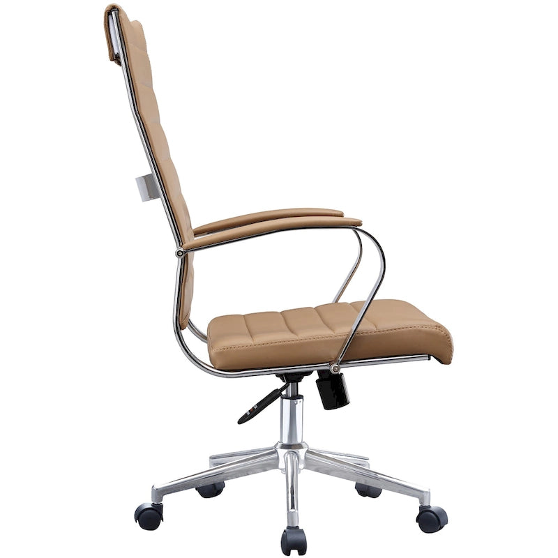 Chaise de bureau moderne haute avec dossier haut, en similicuir PU, pivotante, inclinable, réglable, avec coussin, modèle de designer, pour dirigeant