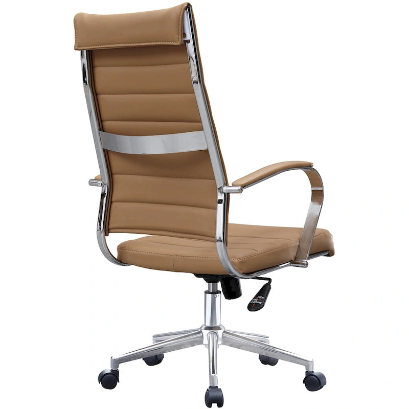 Chaise de bureau moderne haute avec dossier haut, en similicuir PU, pivotante, inclinable, réglable, avec coussin, modèle de designer, pour dirigeant
