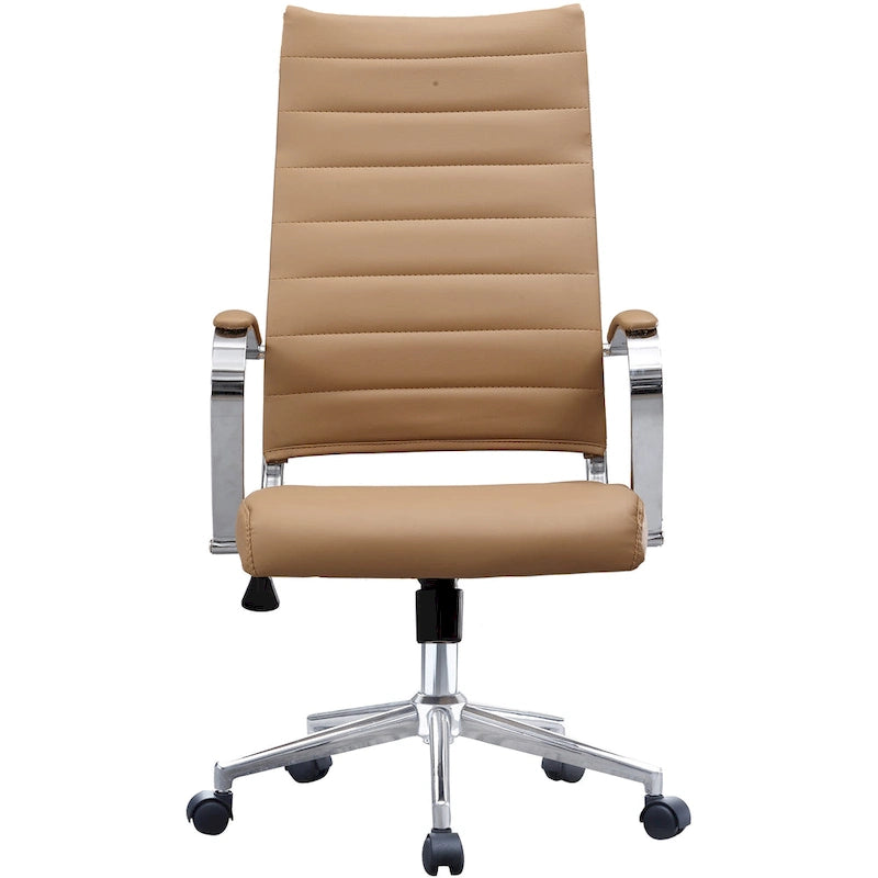 Chaise de bureau moderne haute avec dossier haut, en similicuir PU, pivotante, inclinable, réglable, avec coussin, modèle de designer, pour dirigeant