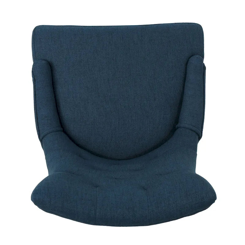 Chaise de bureau pivotante Ovi, tissu bleu marine, dossier capitonné, roulettes