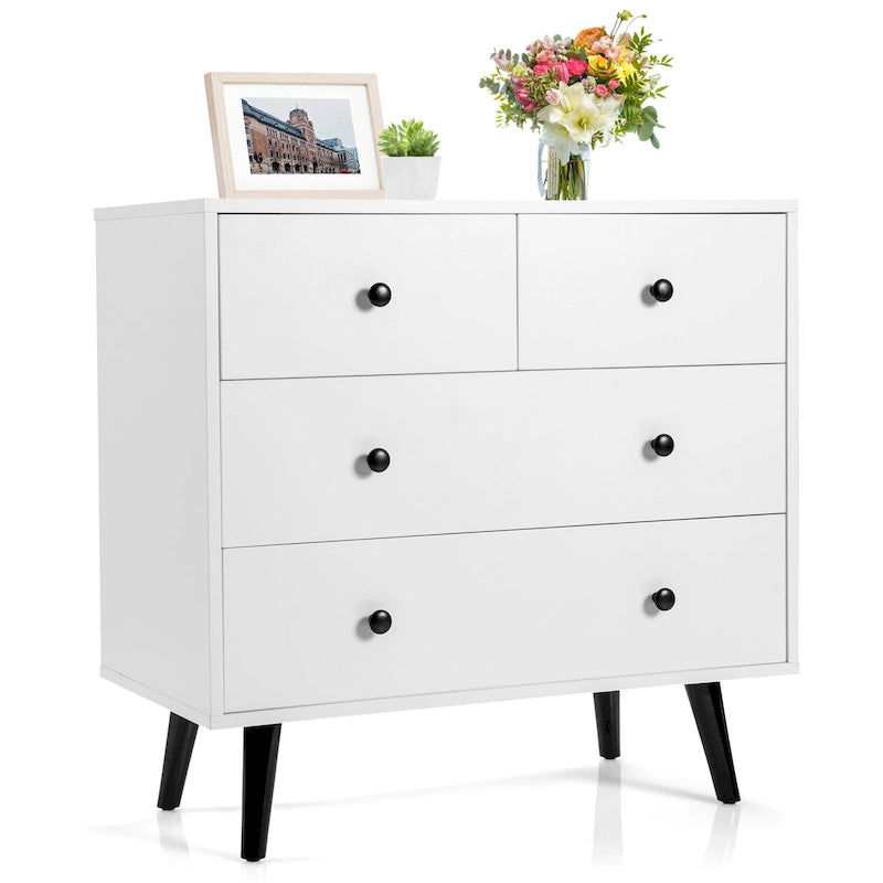 Gymax Commode de Rangement à 4 Tiroirs Meuble de Rangement
