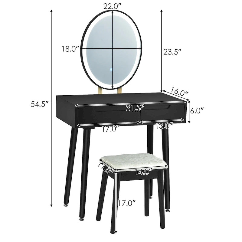 Costway Table de maquillage coiffeuse écran tactile 3 modes d'éclairage – Voir détails