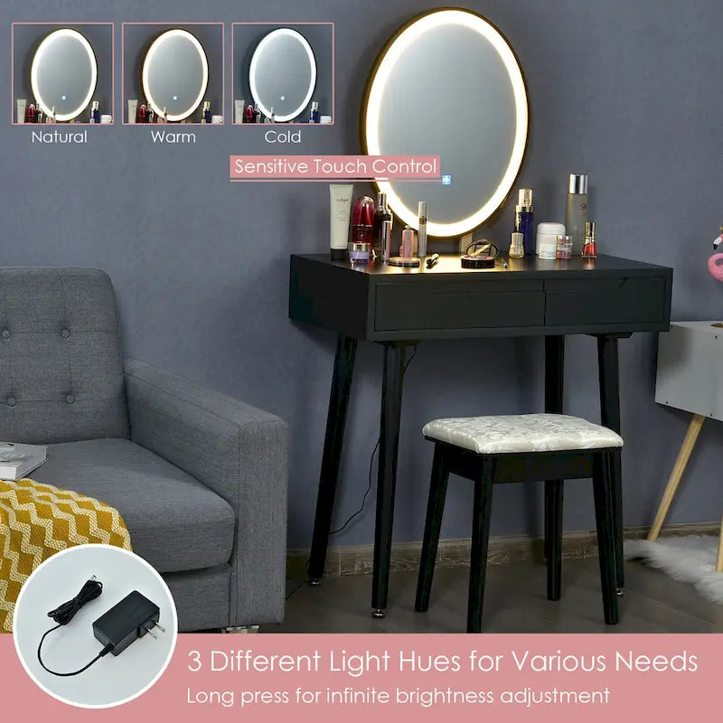 Costway Table de maquillage coiffeuse écran tactile 3 modes d'éclairage – Voir détails