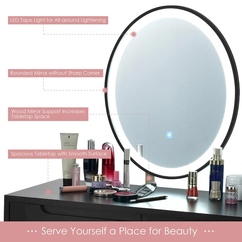 Costway Table de maquillage coiffeuse écran tactile 3 modes d'éclairage – Voir détails