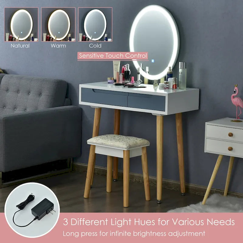 Costway Table de maquillage coiffeuse écran tactile 3 modes d'éclairage – Voir détails