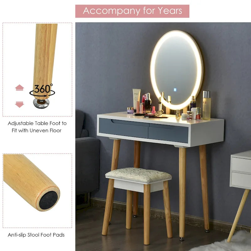 Costway Table de maquillage coiffeuse écran tactile 3 modes d'éclairage – Voir détails