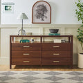Commode en bois massif Walker Edison avec plateau en verre trempé