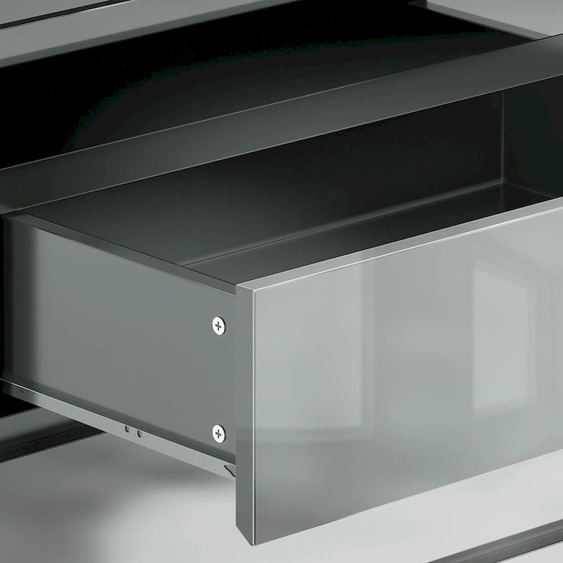 Commode 8 tiroirs Moasis avec lumière RVB, commode de rangement horizontale haute brillance