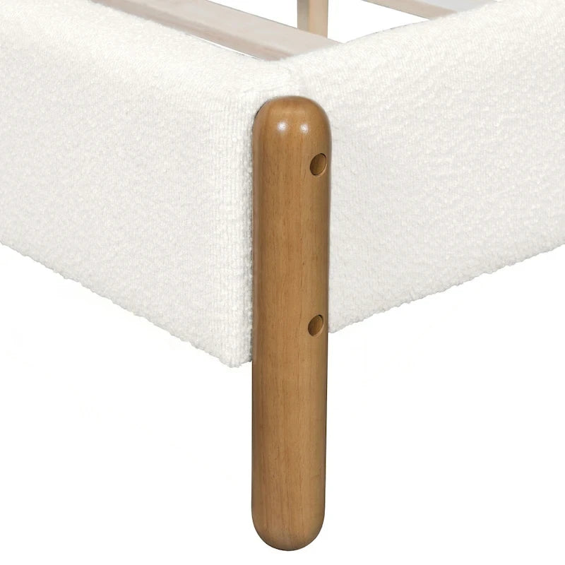 Cadre de lit rembourré de luxe avec pieds en bois robustes