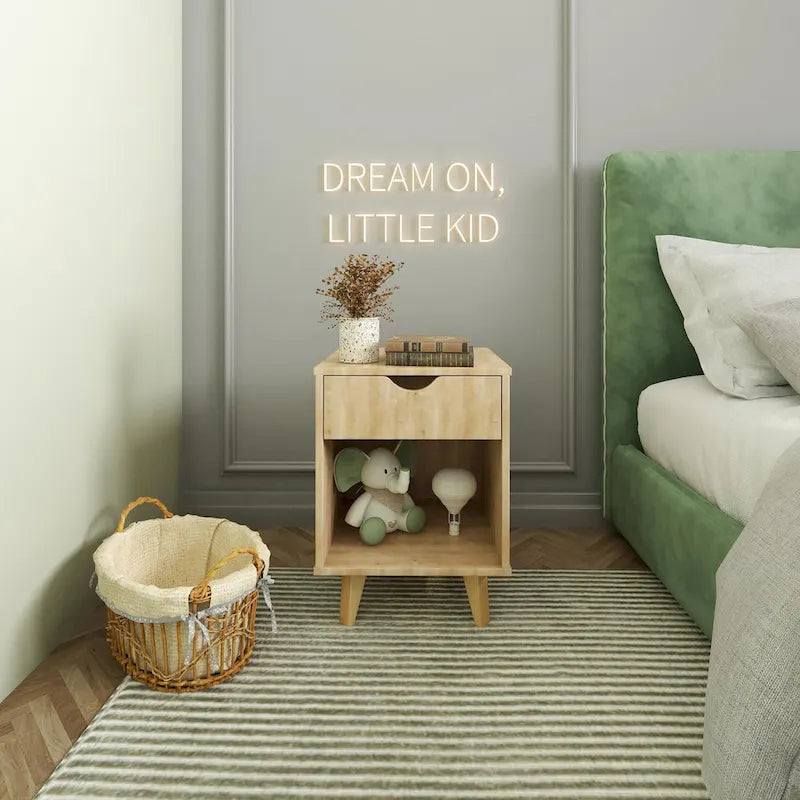 Table de Chevet ou Table d'Appoint Moderne en Bois avec 2 Tiroirs, 61 cm