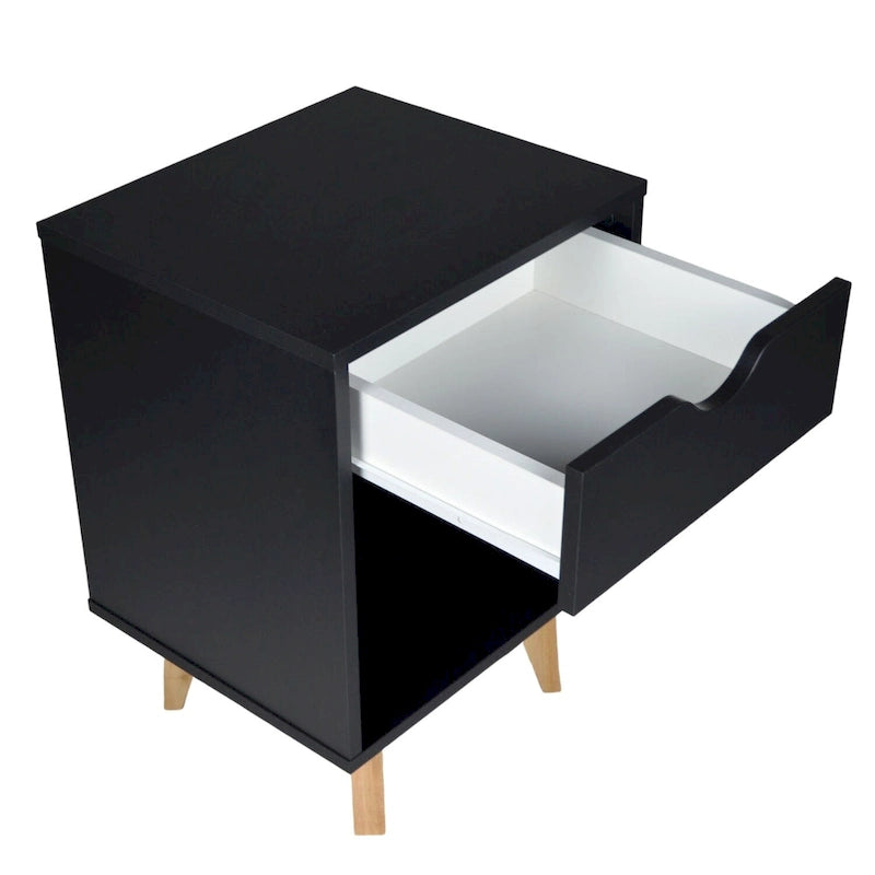 Table de Chevet ou Table d'Appoint Moderne en Bois avec 2 Tiroirs, 61 cm