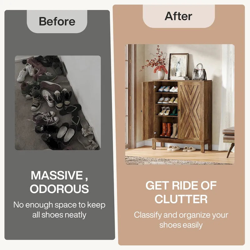 Armoire à chaussures 20 paires réglable avec portes pour entrée