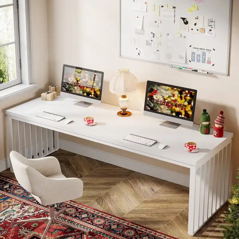 Bureau informatique 2 personnes de 199,9 cm, bureau exécutif en bois pour bureau à domicile