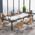 Table de conférence de 2 m (6,56 pi) pour 8 personnes, grande table de réunion de bureau avec cadre en métal - 100 P x 200 L x 75 H cm