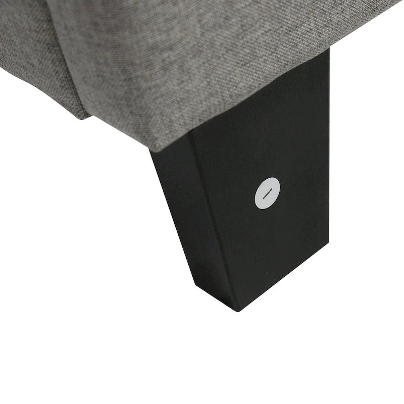 Lit plateforme King Size rembourré avec tête de lit en tissu lin capitonné