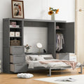 Lit escamotable Queen moderne avec placard et tiroirs