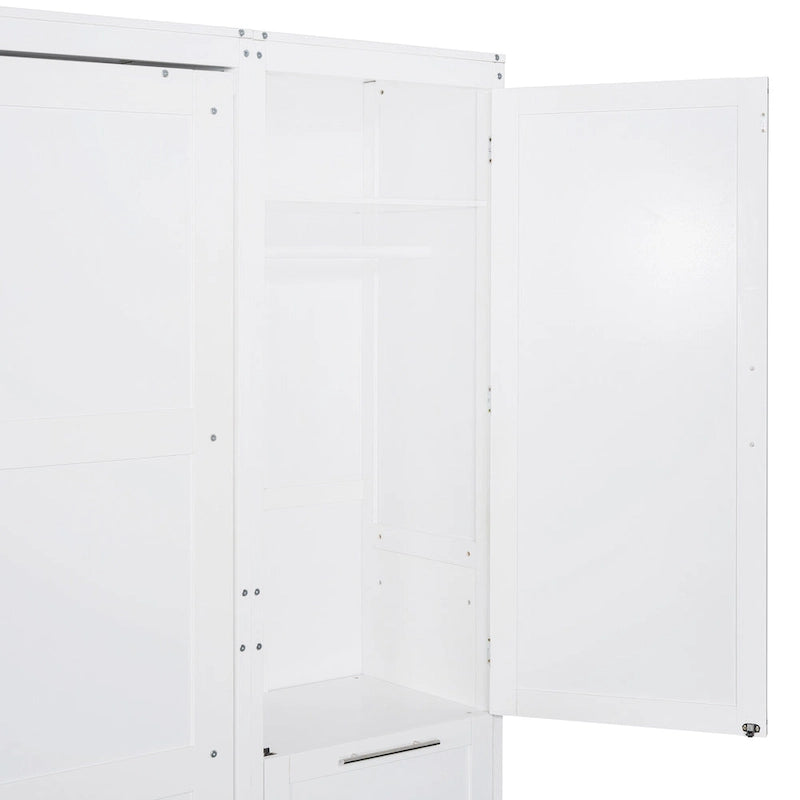 Lit escamotable Queen moderne avec placard et tiroirs