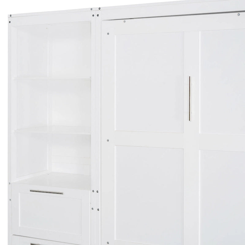 Lit escamotable Queen moderne avec placard et tiroirs