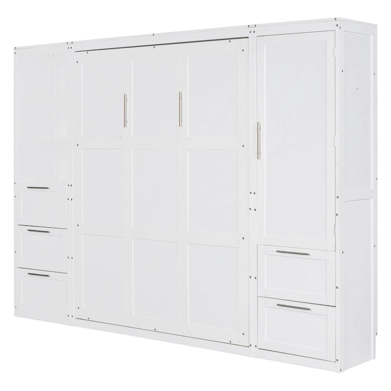 Lit escamotable Queen moderne avec placard et tiroirs