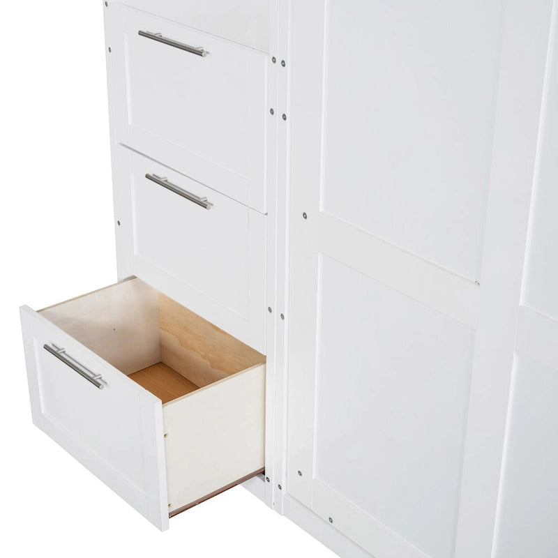 Lit escamotable Queen moderne avec placard et tiroirs