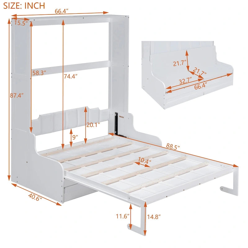 Lit escamotable Queen moderne avec coussin