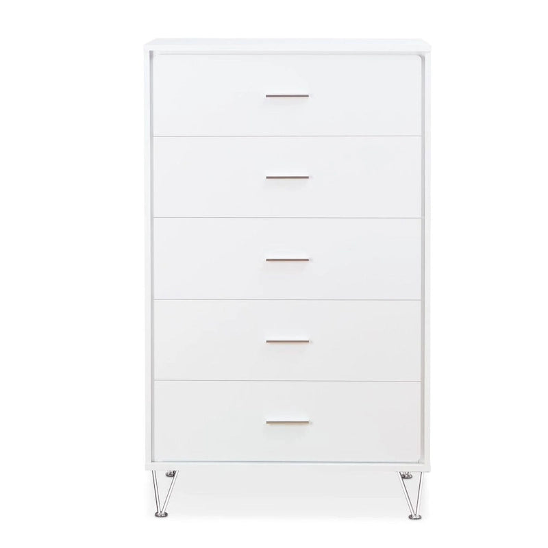 Commode verticale 5 tiroirs en bois massif, commode moderne en bois avec grand espace de rangement pour chambre à coucher, salon