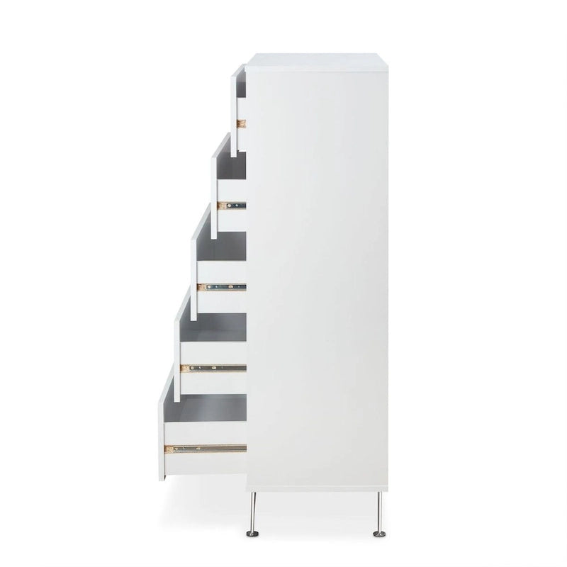 Commode verticale 5 tiroirs en bois massif, commode moderne en bois avec grand espace de rangement pour chambre à coucher, salon