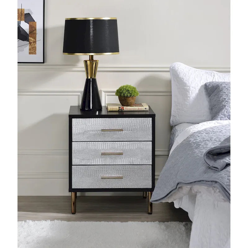 Commode à 3 tiroirs en bois massif, armoire de rangement avec poignée en bois massif pour chambre à coucher, salon
