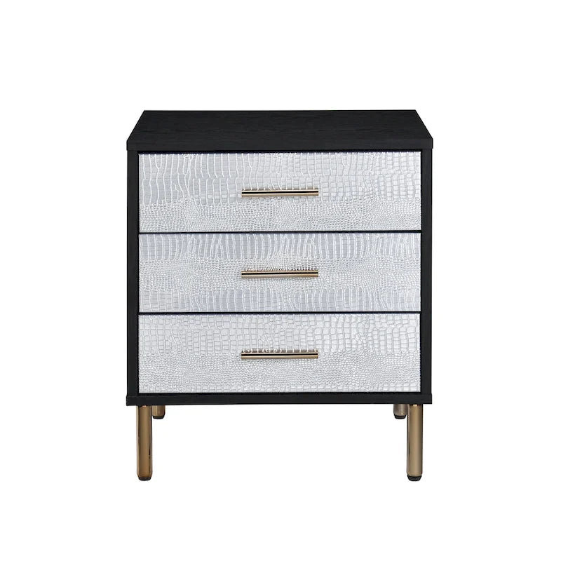 Commode à 3 tiroirs en bois massif, armoire de rangement avec poignée en bois massif pour chambre à coucher, salon