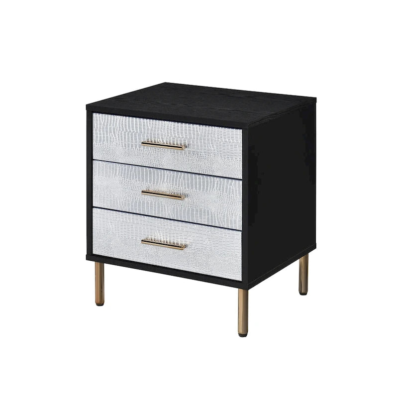Commode à 3 tiroirs en bois massif, armoire de rangement avec poignée en bois massif pour chambre à coucher, salon