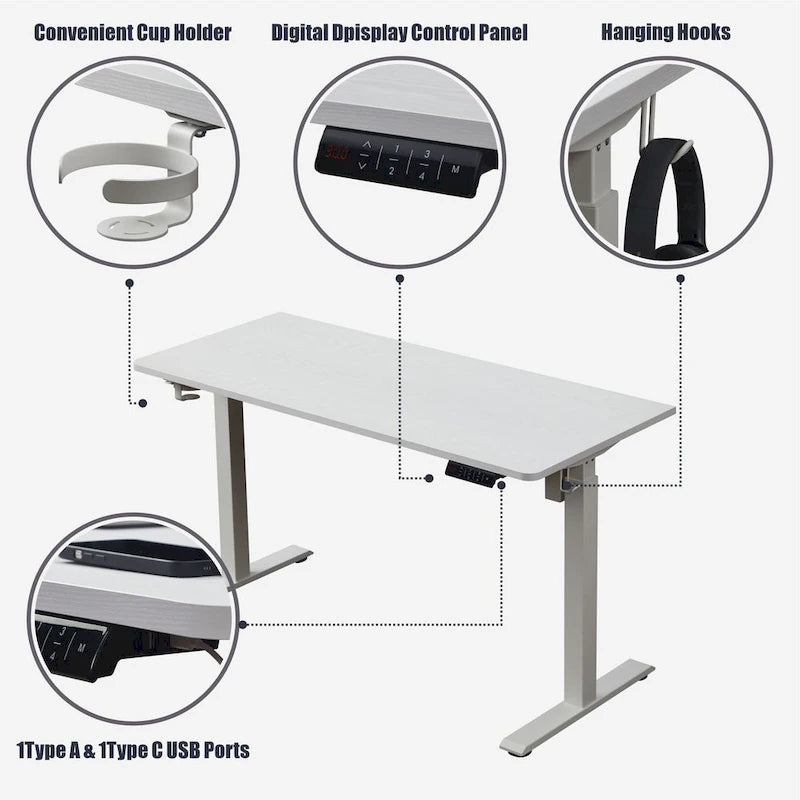 Bureau électrique réglable en hauteur KOWO K3041 55 - Poste de travail assis-debout pour bureau à domicile, avec mémoire de position