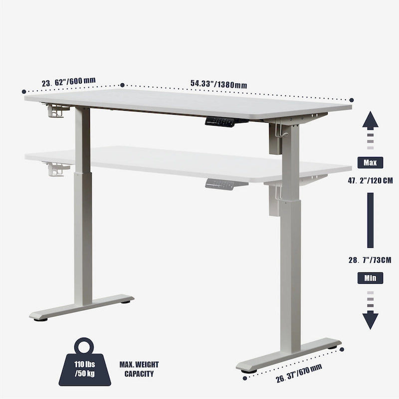 Bureau électrique réglable en hauteur KOWO K3041 55 - Poste de travail assis-debout pour bureau à domicile, avec mémoire de position