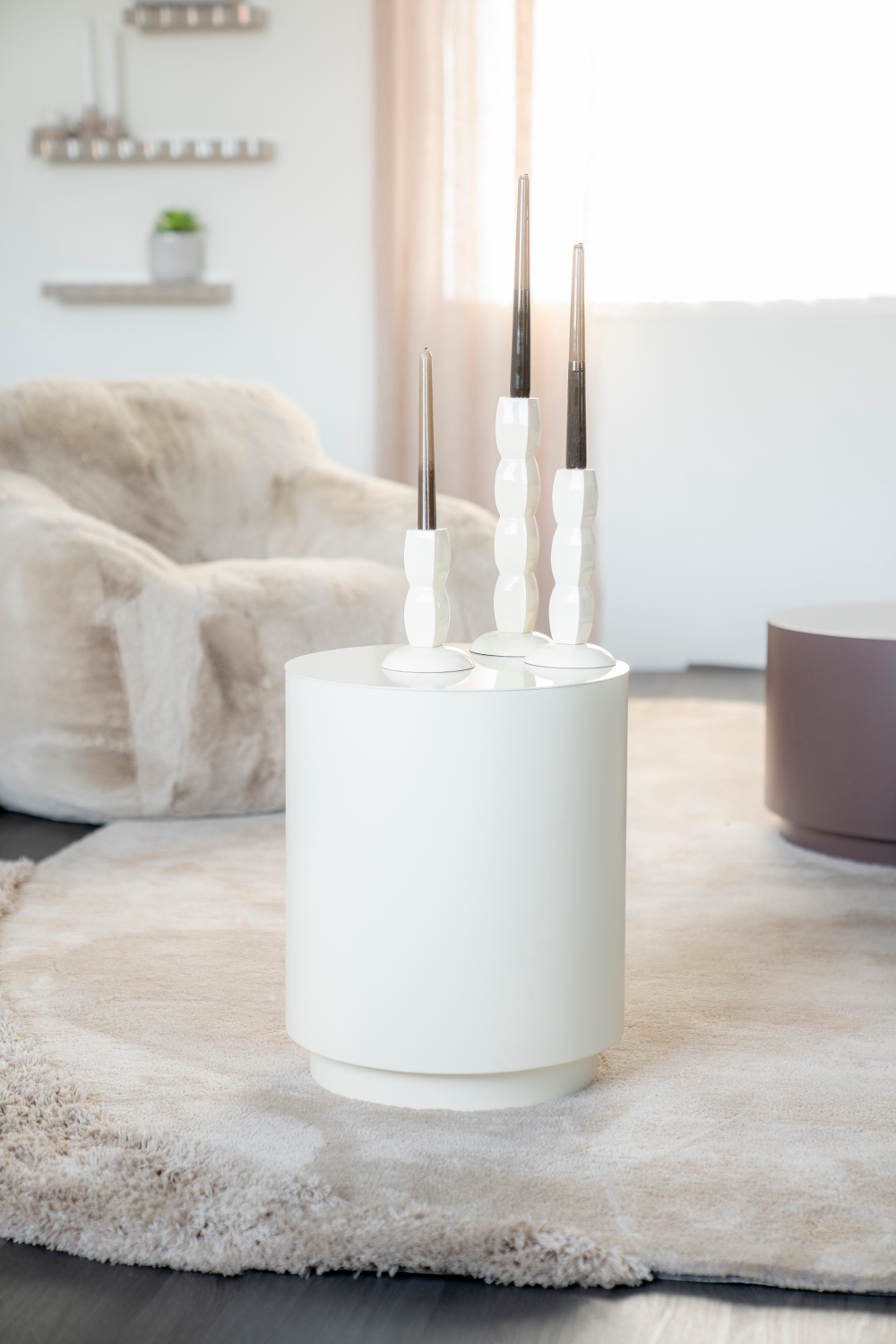 Table d'appoint cylindrique en fer