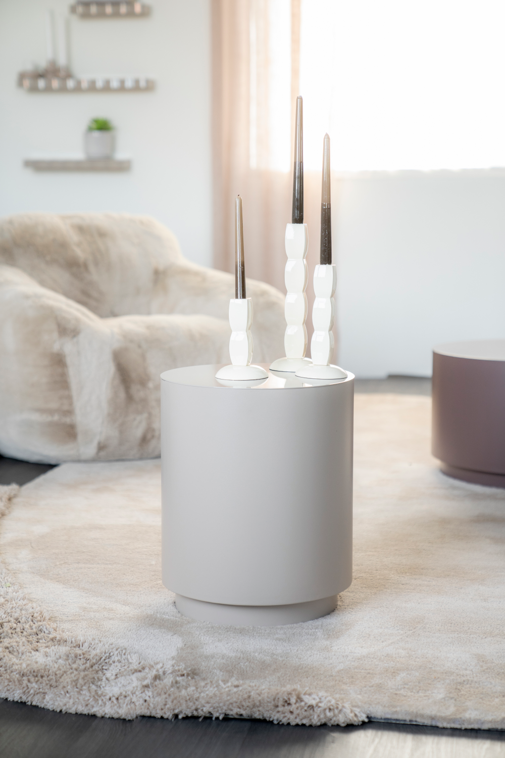 Table d'appoint cylindrique en fer
